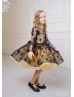 Black And Gold Star Sparkly Flower Girl Dress